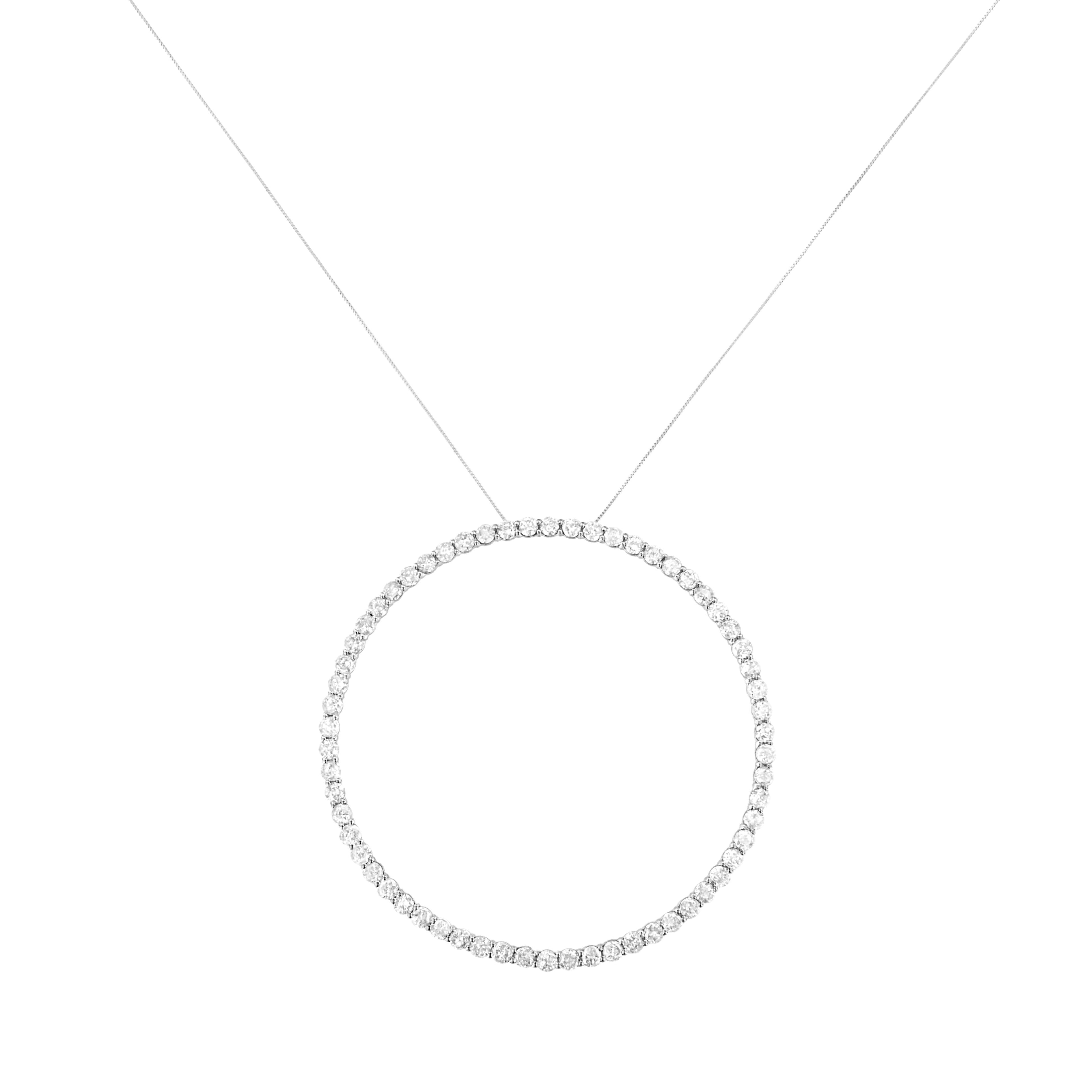 .925 Sterling Silver 5.0 Cttw Prong Set Round-cut Diamond Open Circle Hoop 18" Pendant Necklace (I-J Color, I2-I3 Clarity) by Bids.com