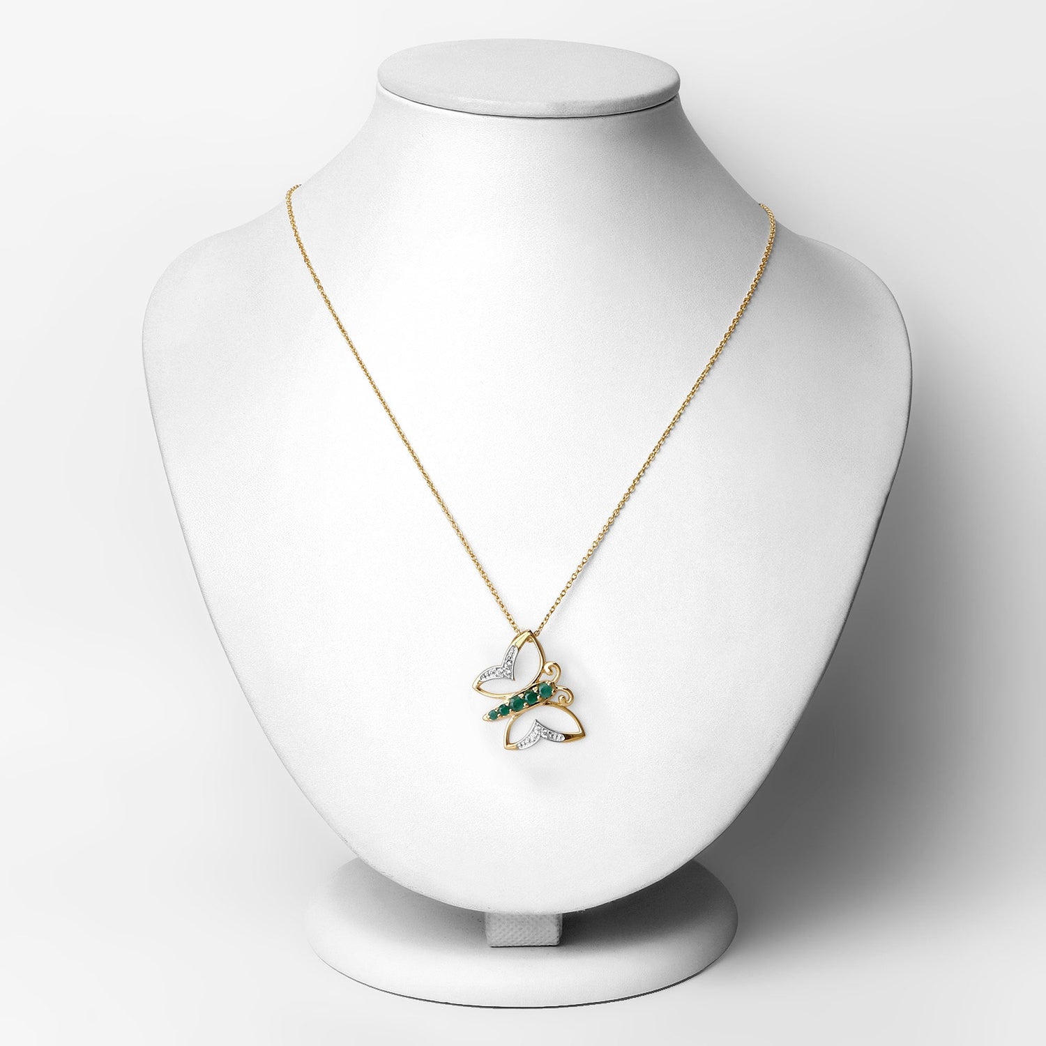 0.51 Carat Genuine Emerald and White Zircon .925 Sterling Silver Necklace by Bids.com