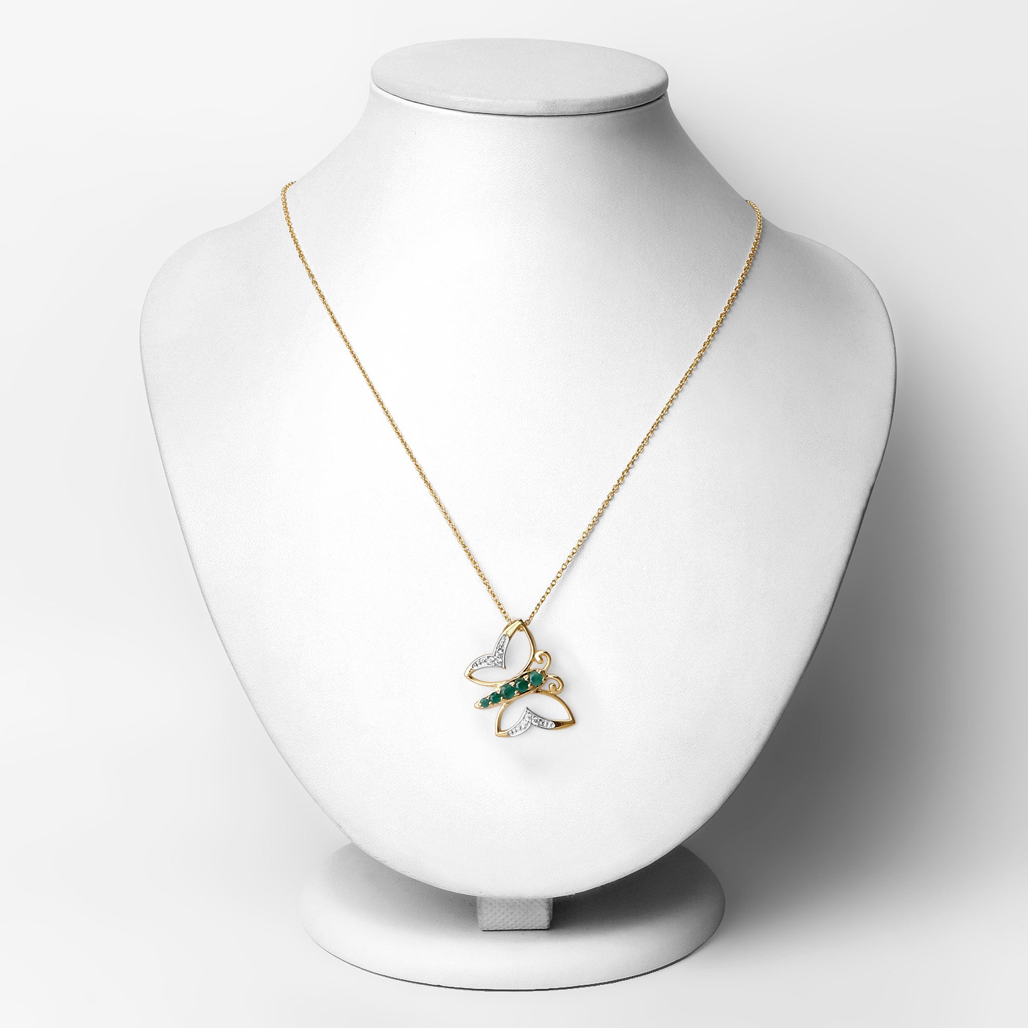 0.51 Carat Genuine Emerald and White Zircon .925 Sterling Silver Necklace by Bids.com