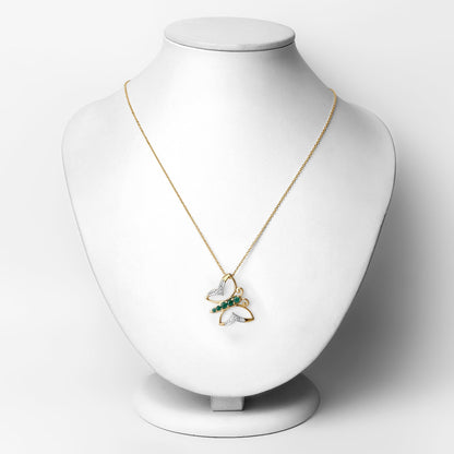 0.51 Carat Genuine Emerald and White Zircon .925 Sterling Silver Necklace by Bids.com