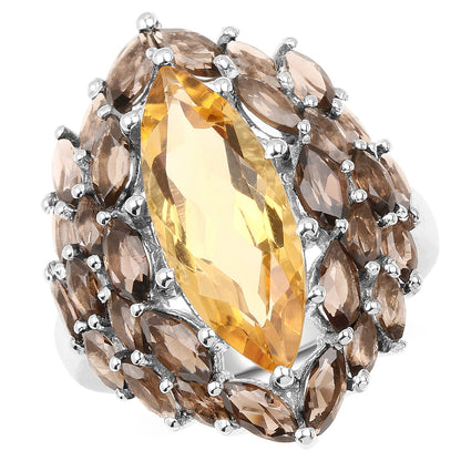 6.20 Carat Genuine Citrine &amp; Smoky Quartz .925 Sterling Silver Ring by Bids.com
