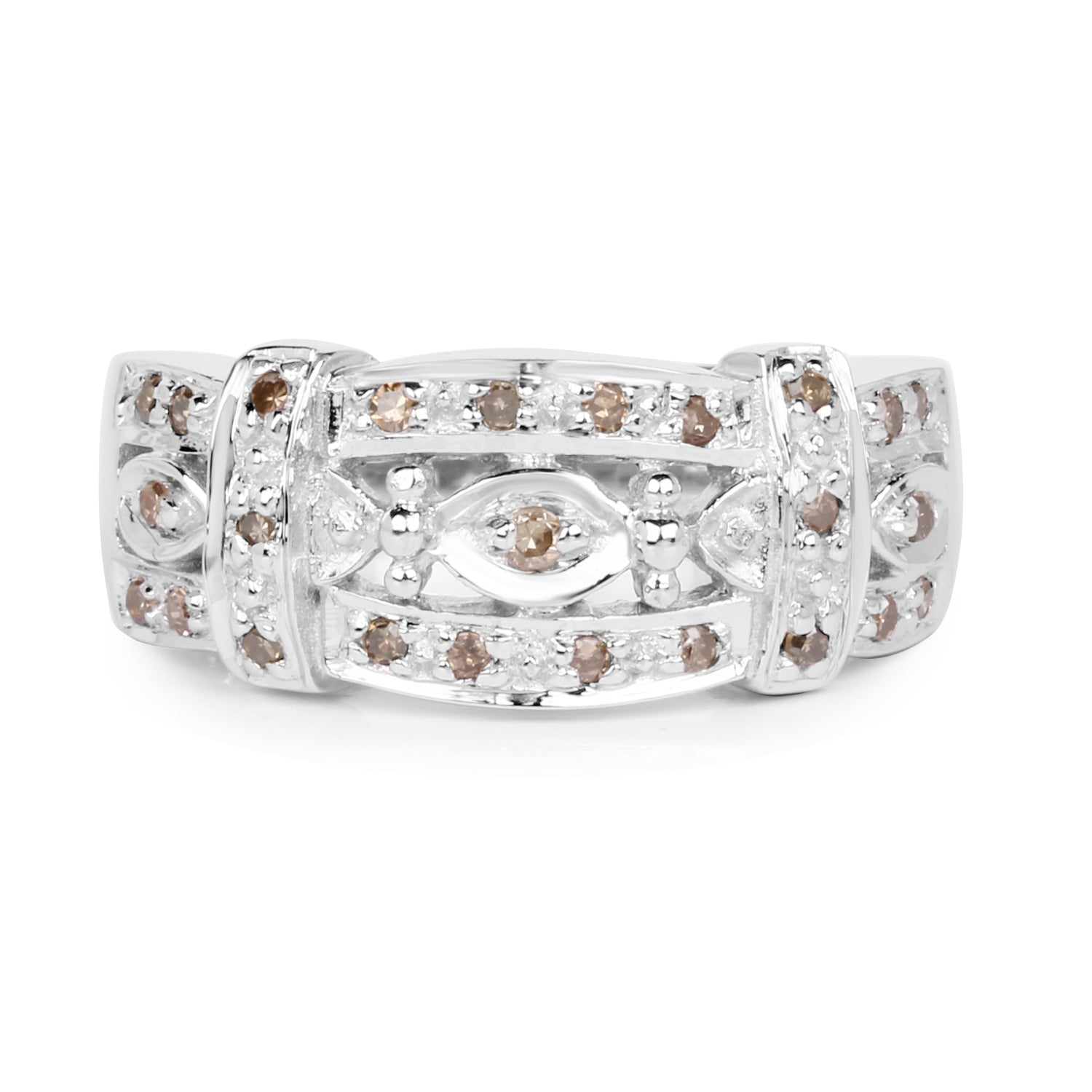 0.32 Carat Genuine Champagne Diamond .925 Sterling Silver Ring by Bids.com