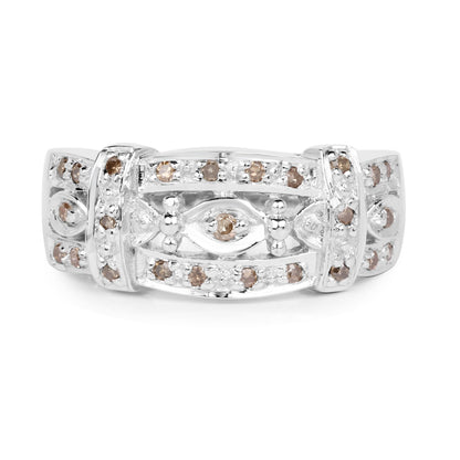 0.32 Carat Genuine Champagne Diamond .925 Sterling Silver Ring by Bids.com