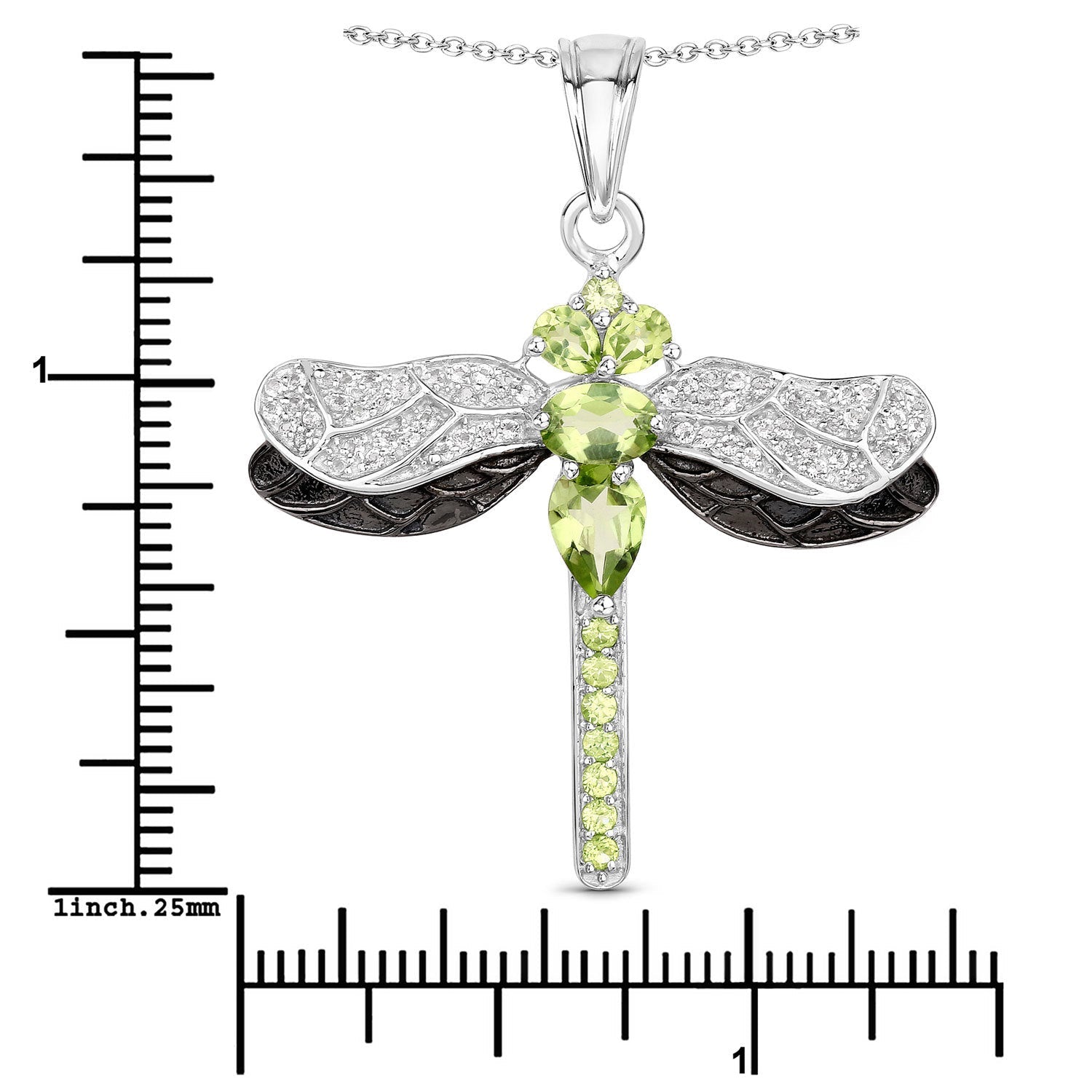 1.98 Carat Genuine Peridot and White Topaz .925 Sterling Silver Pendant by Bids.com
