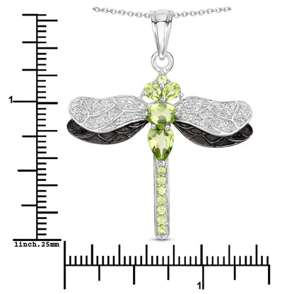 1.98 Carat Genuine Peridot and White Topaz .925 Sterling Silver Pendant by Bids.com