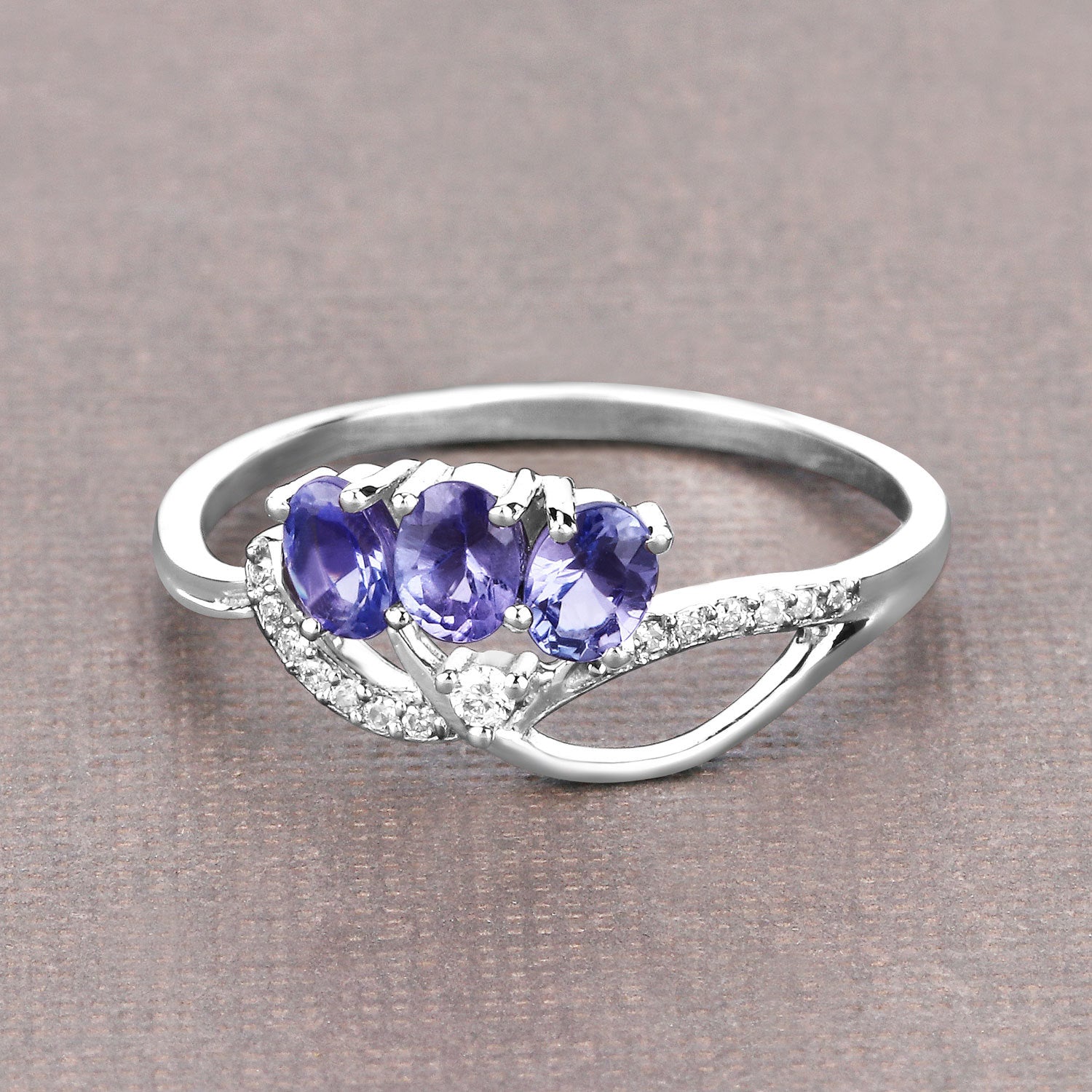 0.56 Carat Genuine Tanzanite and White Diamond 14K White Gold Ring by Bids.com