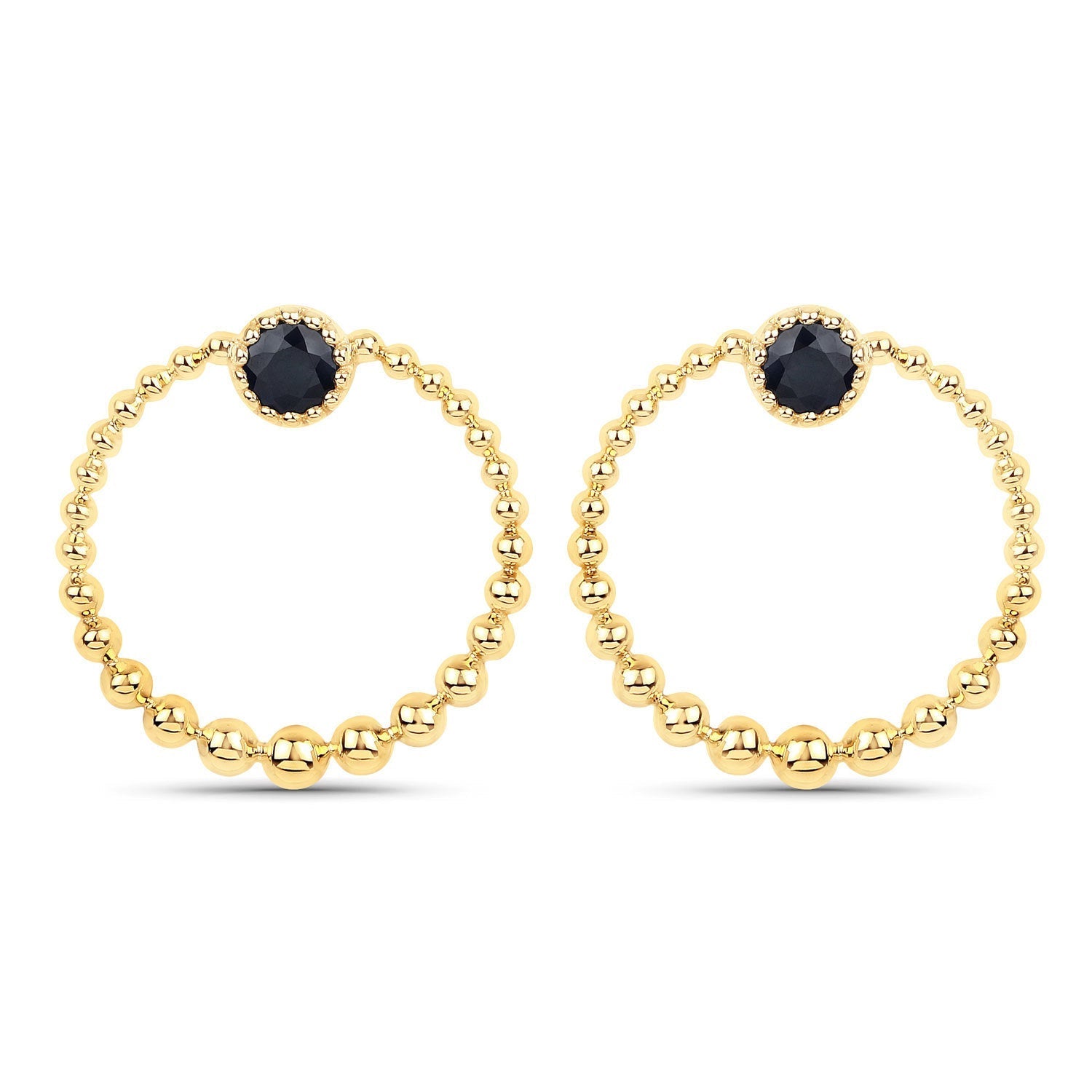 0.38 Carat Genuine Blue Sapphire and White Diamond 10K Yellow Gold Earrings  DestGlow
