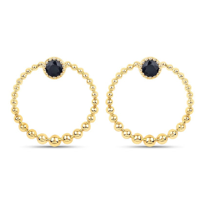 0.38 Carat Genuine Blue Sapphire and White Diamond 10K Yellow Gold Earrings  DestGlow