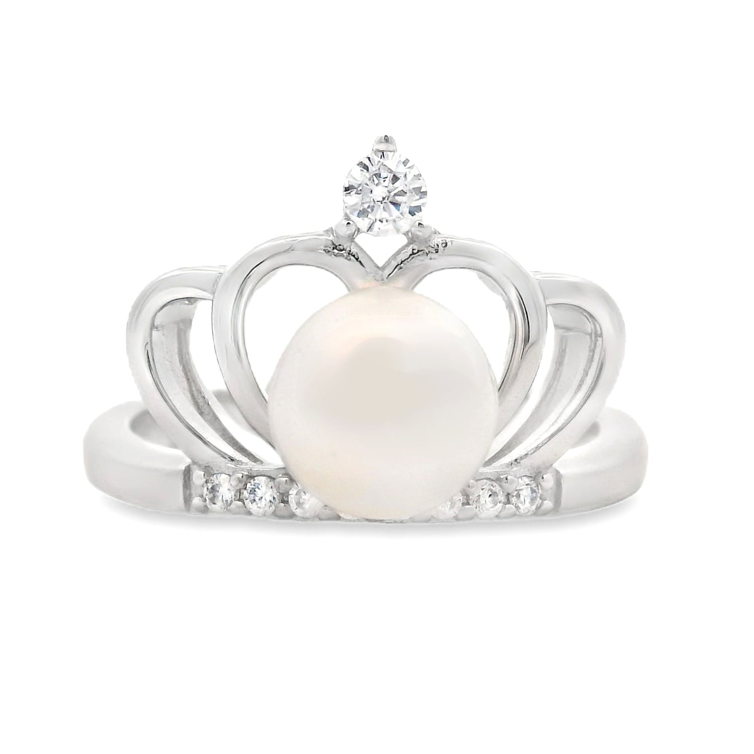 Natural FW Pearl Cubic Zirconium Ring Sterling Silver by Bids.com