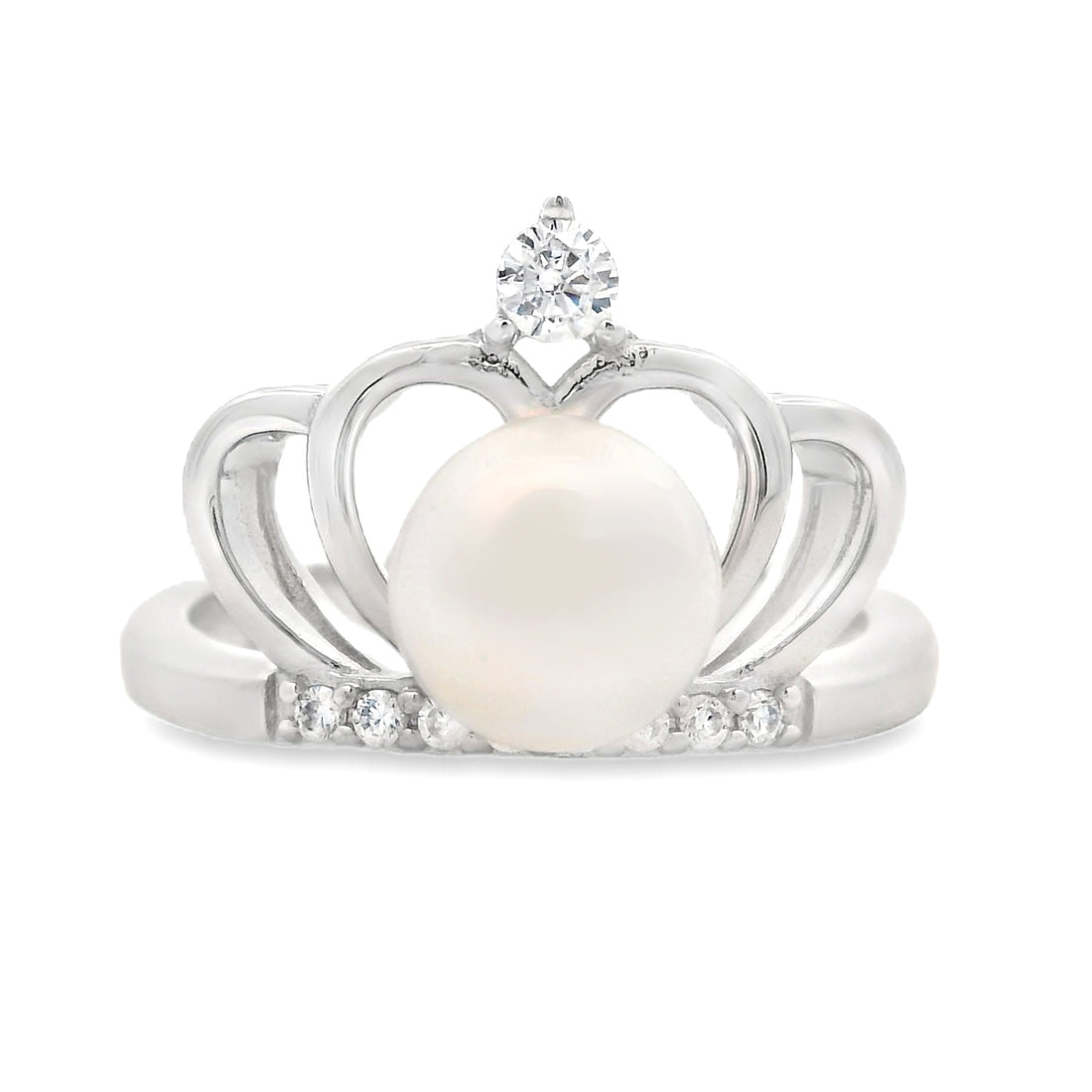 Natural FW Pearl Cubic Zirconium Ring Sterling Silver by Bids.com