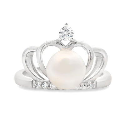 Genuine FW Pearl Cubic Zirconium Ring Sterling Silver by Bids.com
