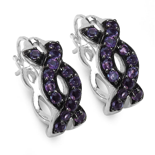 0.70 Carat Genuine Amethyst .925 Sterling Silver Earrings  DestGlow