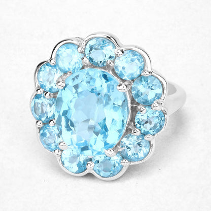 8.77 Carat Genuine Swiss Blue Topaz .925 Sterling Silver Ring by Bids.com