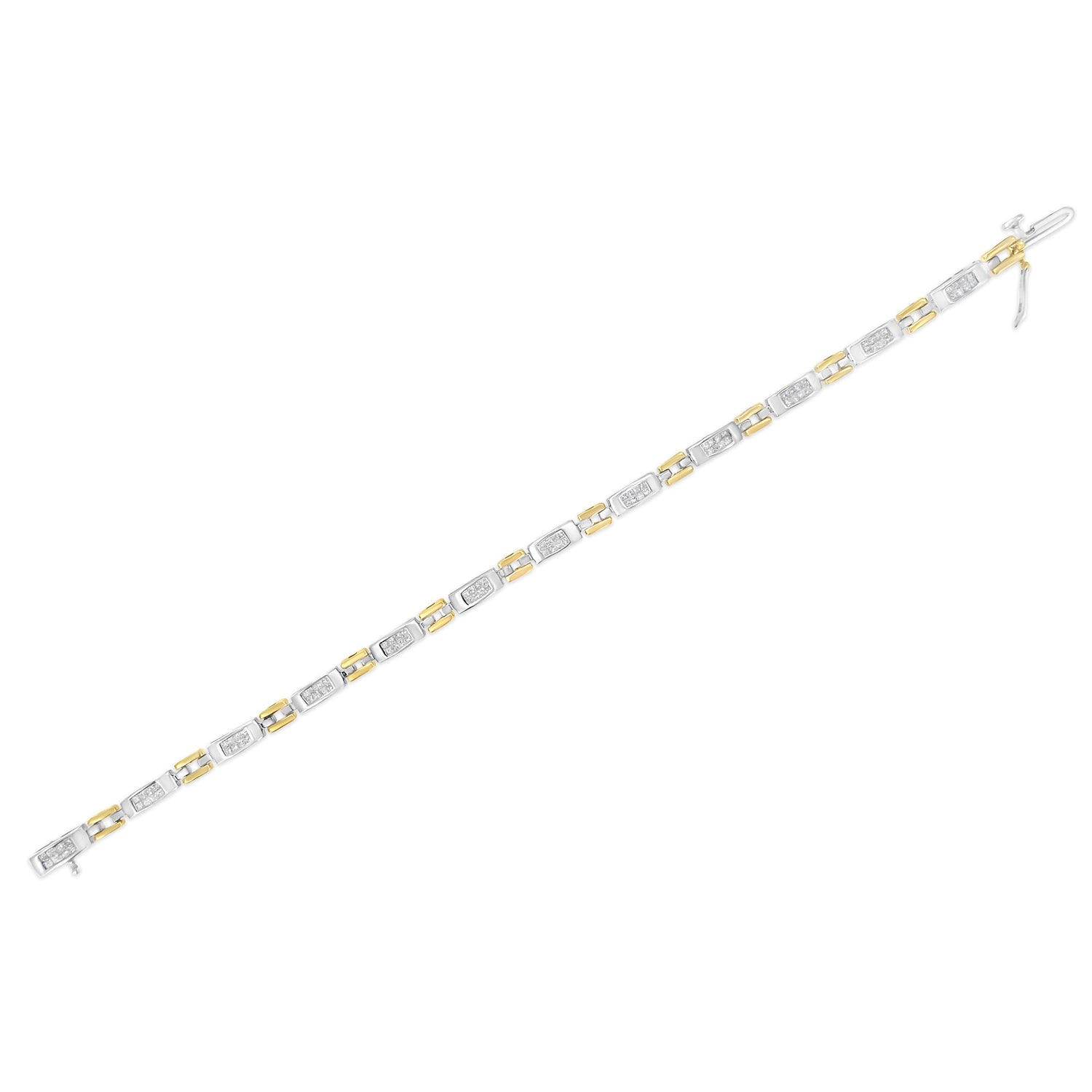 10K Two-Tone Gold Princess Cut Diamond Geo Link Bracelet (1.00 cttw, H-I Color, SI1-SI2 Clarity) by Bids.com