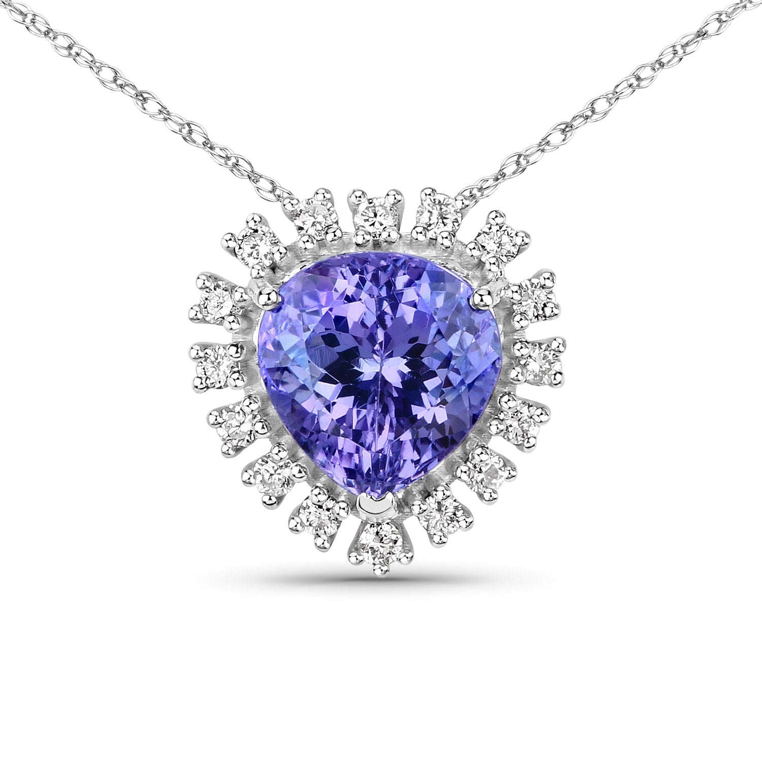 3.25 Carat Genuine Tanzanite and White Diamond 14K White Gold Pendant by Bids.com