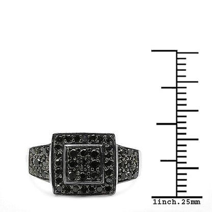 0.77 Carat Genuine Black Diamond .925 Sterling Silver Ring by Bids.com