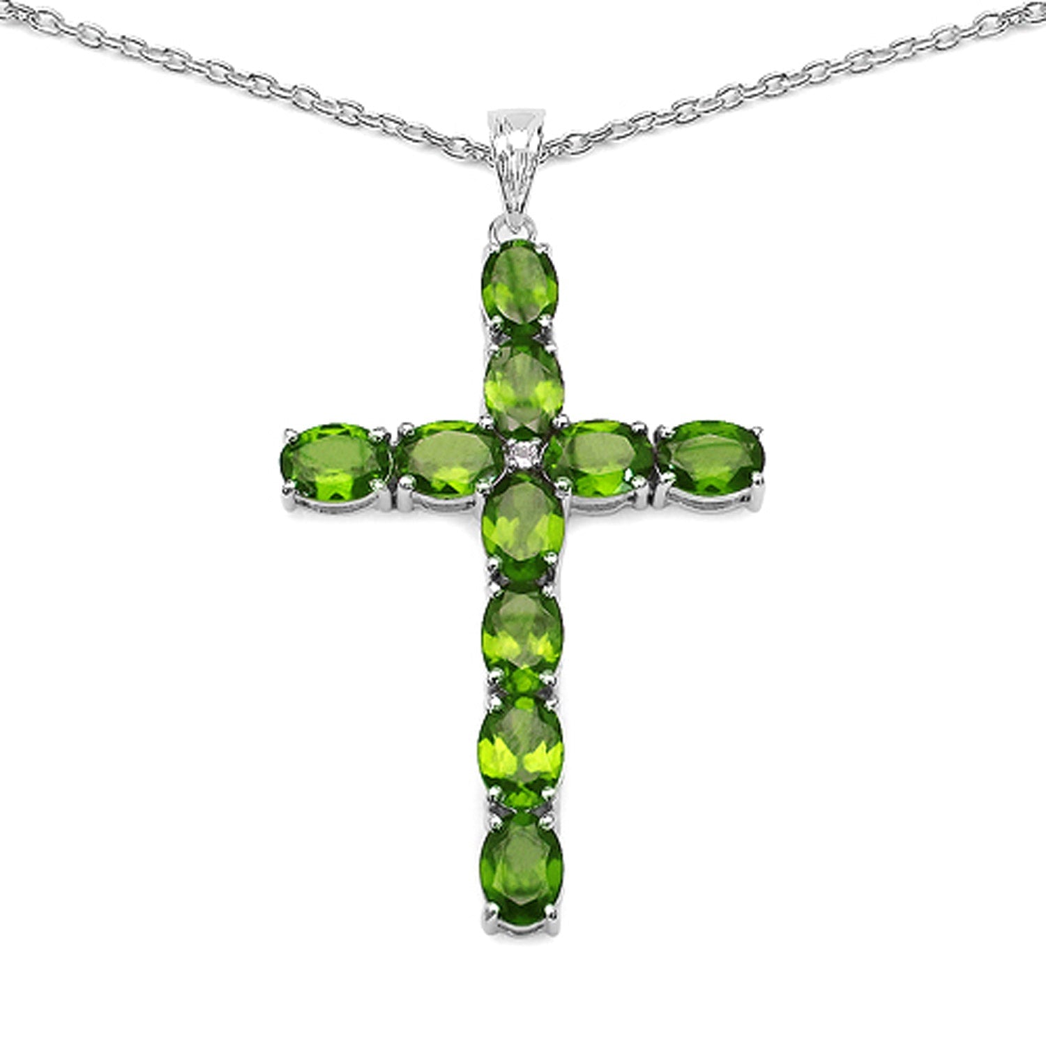 8.32 Carat Genuine Peridot and White Topaz .925 Sterling Silver Pendant by Bids.com