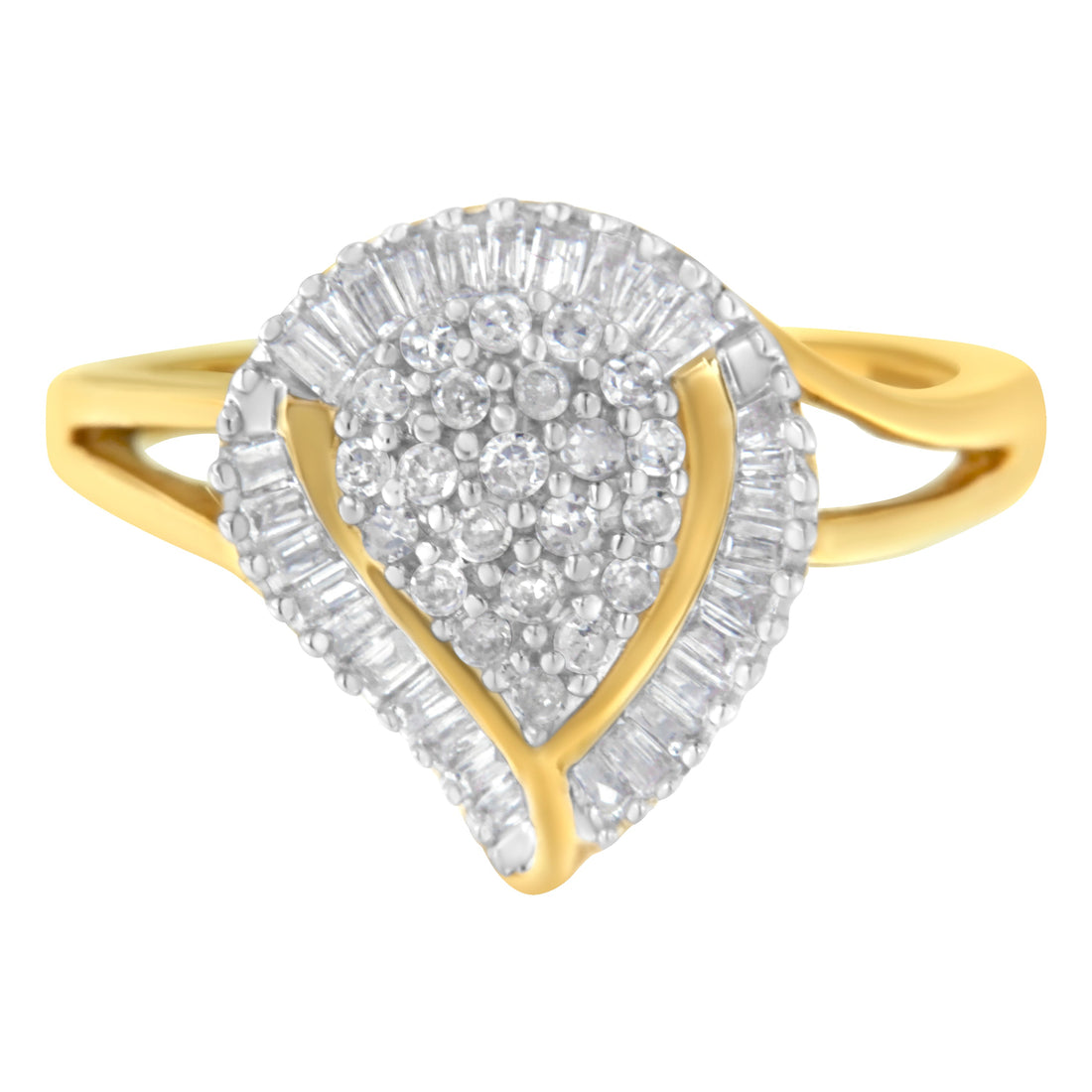 10K Yellow Gold Diamond Cluster Ring (1/2 Cttw, I-J Color, I1-I2 Clarity) - Size 8 by Bids.com