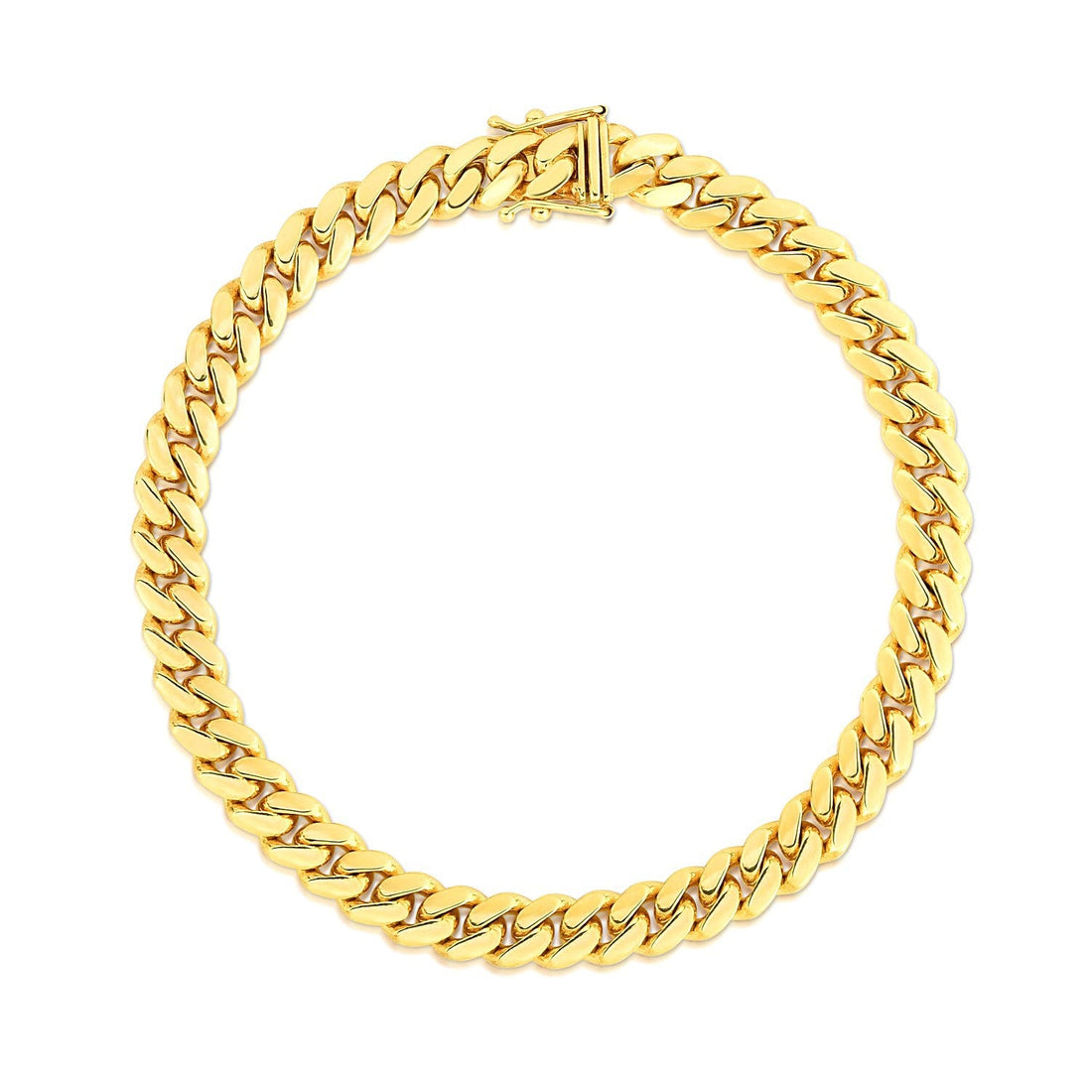 7.0mm 14k Yellow Gold Classic Miami Cuban Solid Bracelet by Bids.com