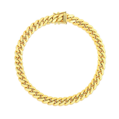 7.0mm 14k Yellow Gold Classic Miami Cuban Solid Bracelet by Bids.com