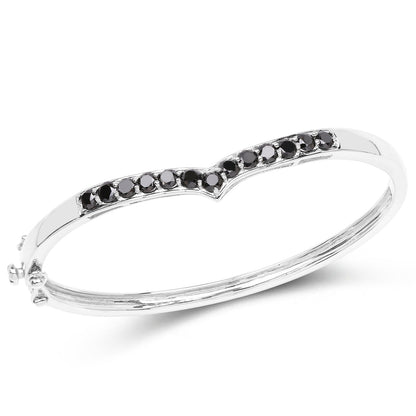 2.28 Carat Genuine Black Diamond .925 Sterling Silver Bangle by Bids.com