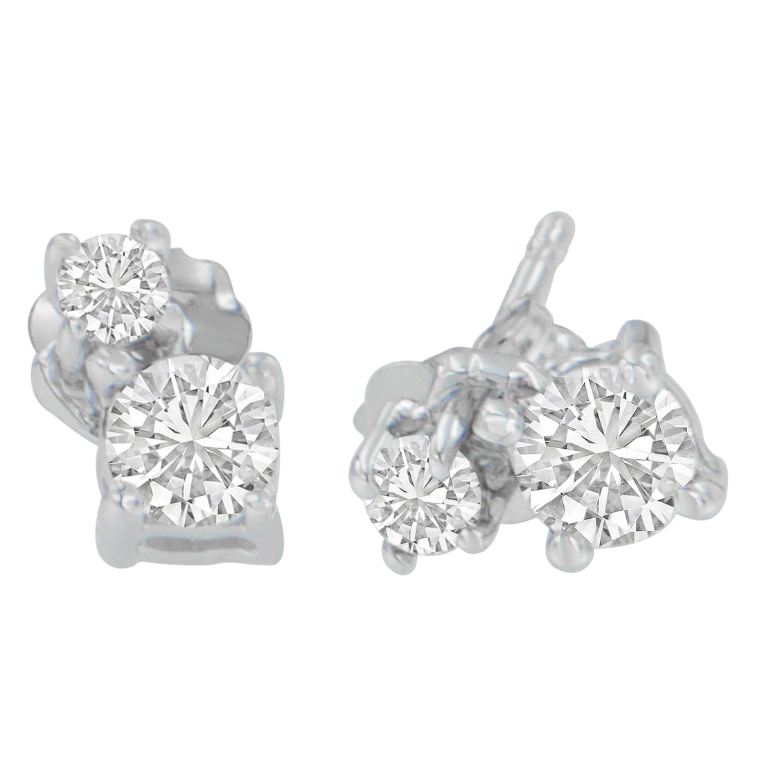14K White Gold 1/2 cttw Round Cut Diamond Earrings (H-I, SI2-I1) by Bids.com