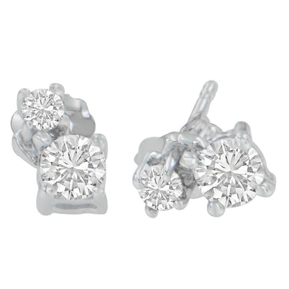 14K White Gold 1/2 cttw Round Cut Diamond Earrings (H-I, SI2-I1) by Bids.com