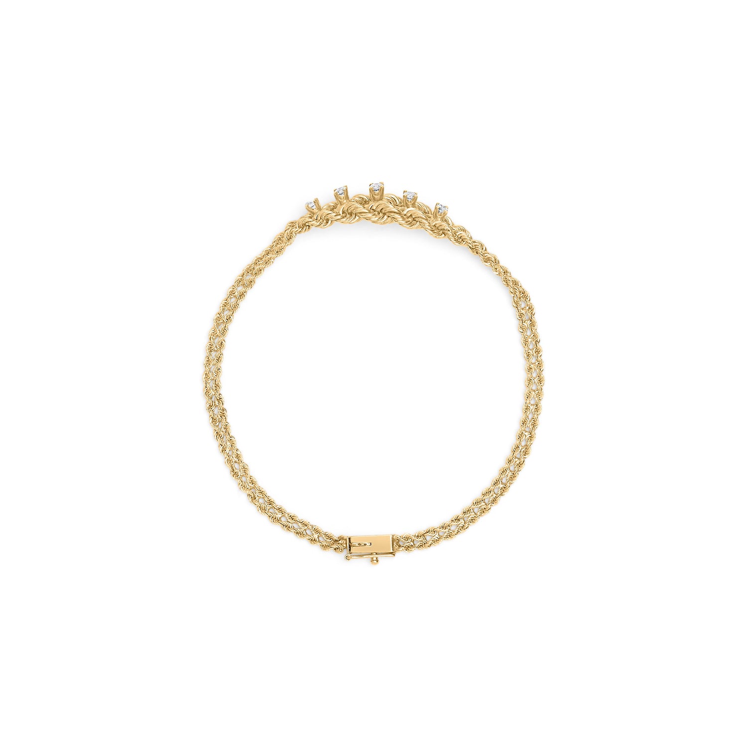 10K Yellow Gold 1/4 Cttw Round-Cut Diamond Basket Weave Rope Chain Style 7" Bracelet (H-I Color, I1-I2 Clarity) by Bids.com