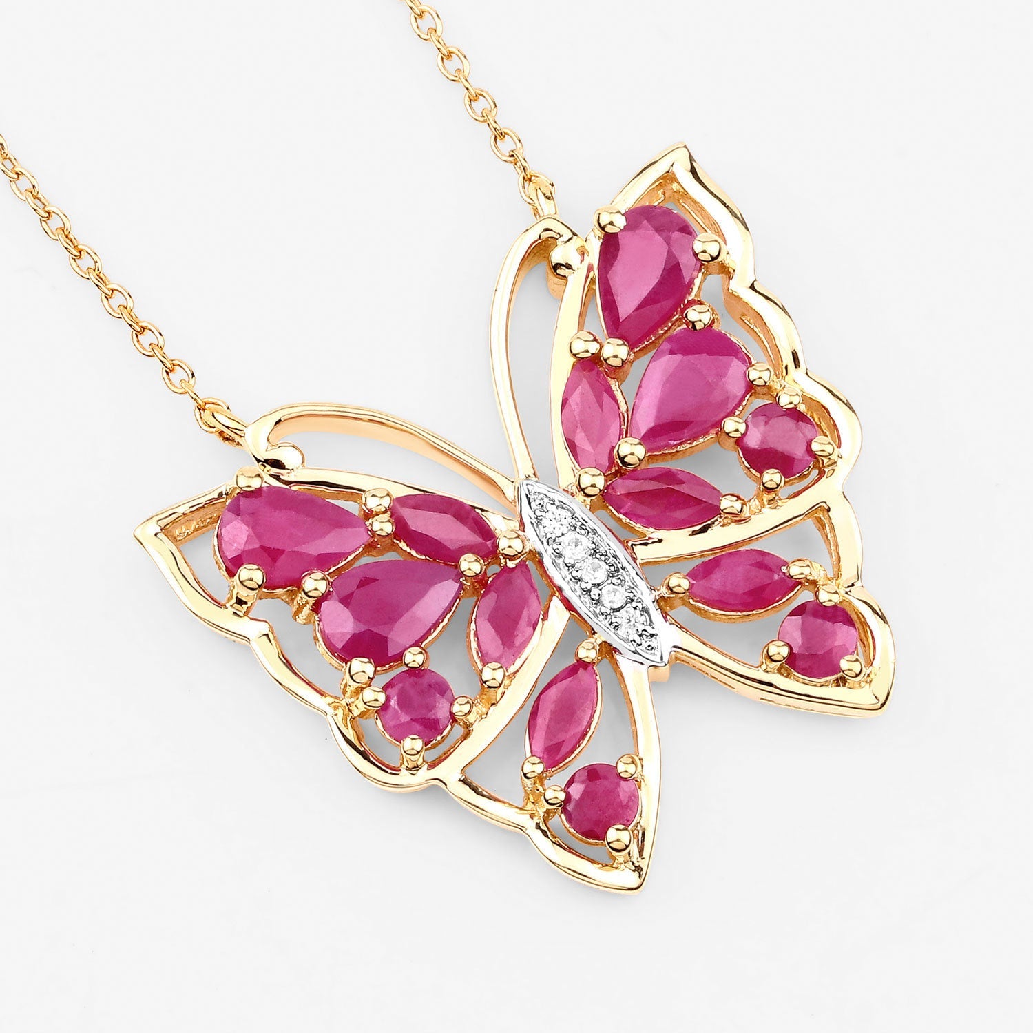 2.88 Carat Genuine Ruby and White Zircon .925 Sterling Silver Necklace by Bids.com