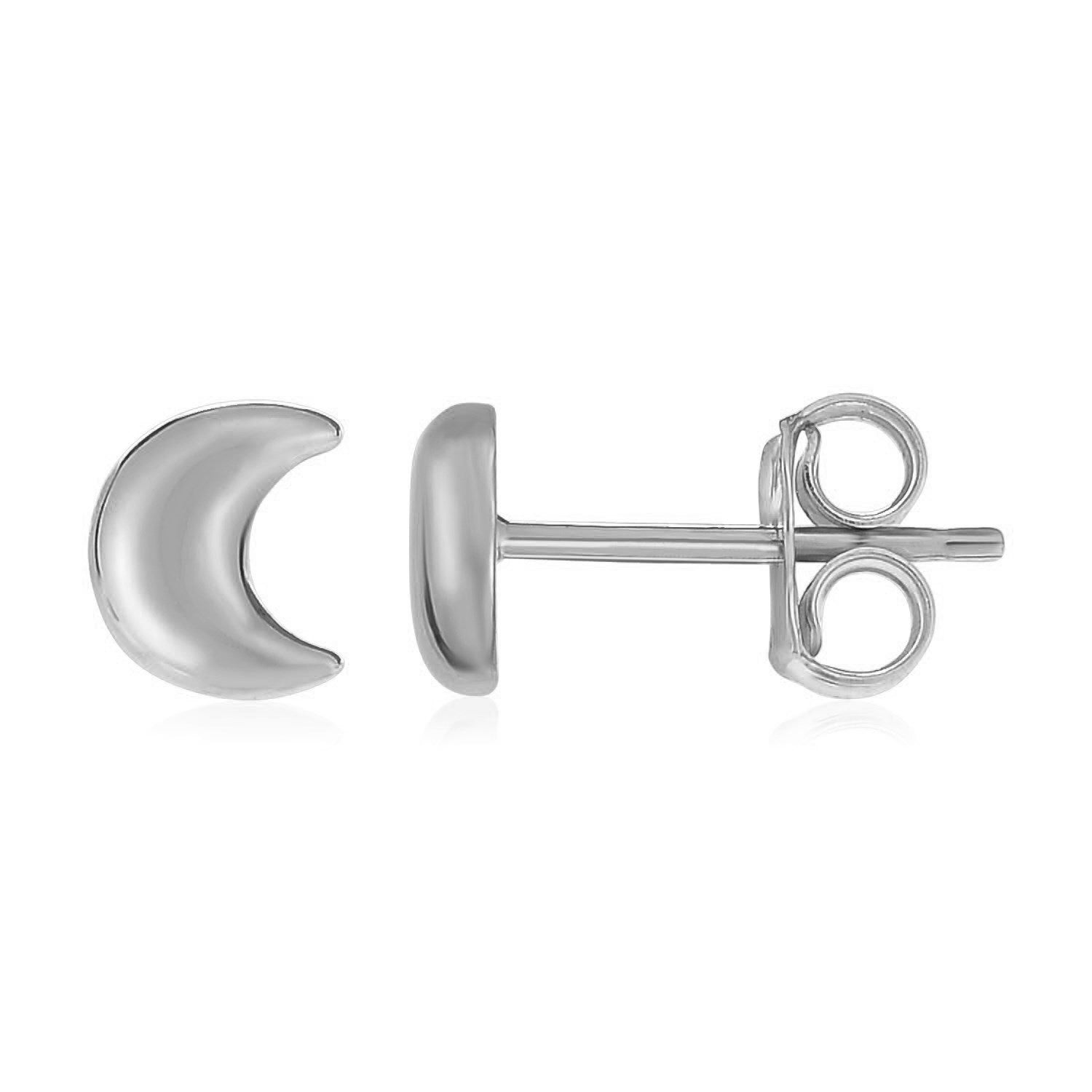 14k White Gold Post Earrings with Moons  DestGlow