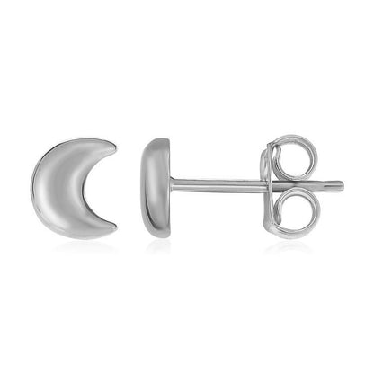 14k White Gold Post Earrings with Moons  DestGlow