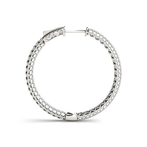 14k White Gold Two Row Pave Set Diamond Hoop Earrings (7 cttw) by Bids.com