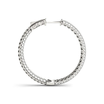 14k White Gold Two Row Pave Set Diamond Hoop Earrings (7 cttw) by Bids.com