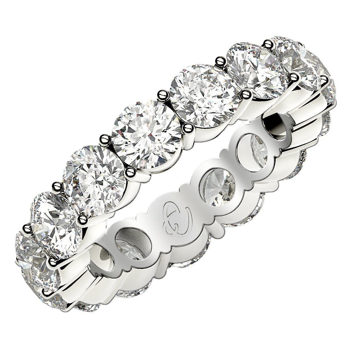 Round Cut Lab Grown Diamond Eternity Ring in 14k White Gold (5 cttw FG/VS2)  DestGlow