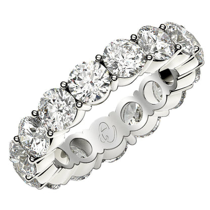 Round Cut Lab Grown Diamond Eternity Ring in 14k White Gold (5 cttw FG/VS2)  DestGlow