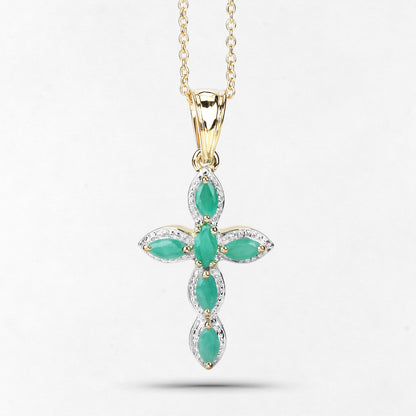 18K Yellow Gold Plated 0.84 Carat Genuine Emerald .925 Sterling Silver Pendant by Bids.com