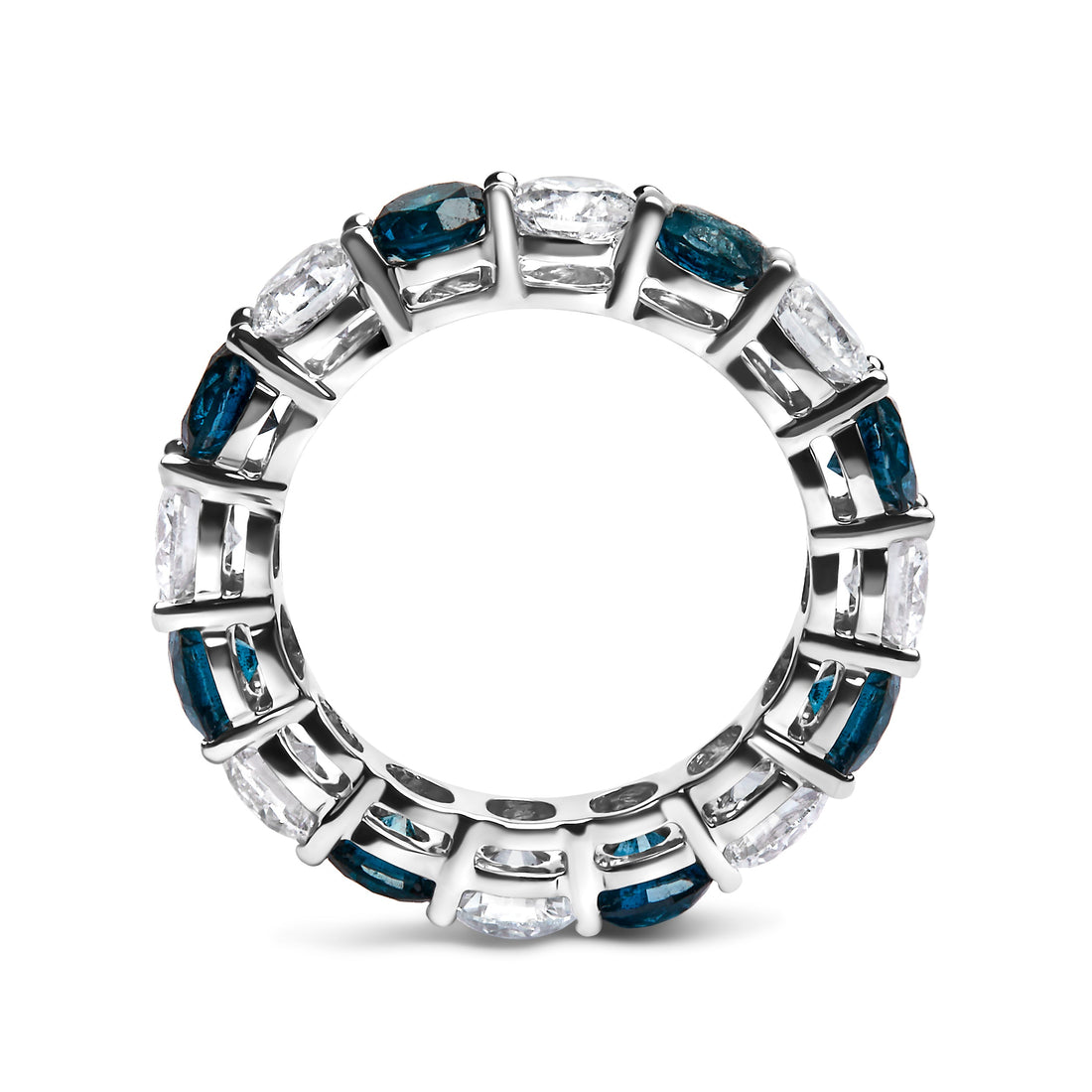 14K White Gold 6 1/4 Cttw Alternating Lab-Grown White and Natural Treated Blue Diamond Eternity Band Ring (F-G Color, VS1-VS2 Clarity) by Bids.com