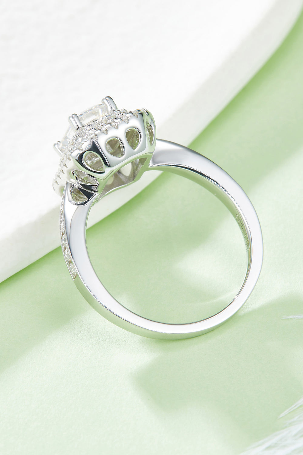 Adored 1 Carat Emerald-Cut Sparkala™ Platinum Over Pure Sterling Silver Side Stone Ring by Sparkala