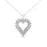 .925 Sterling Silver 4 Cttw Round-Cut Double Row Composite Diamond Heart 18" Pendant Necklace (K-L Color, I1-I2 Clarity) by Bids.com