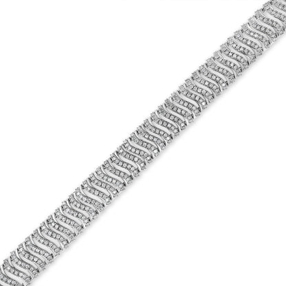 .925 Sterling Silver 5.00 Cttw Round-Cut Diamond "S" Link Bracelet (I-J Color, I3 Clarity) - Size 7.25 by Bids.com