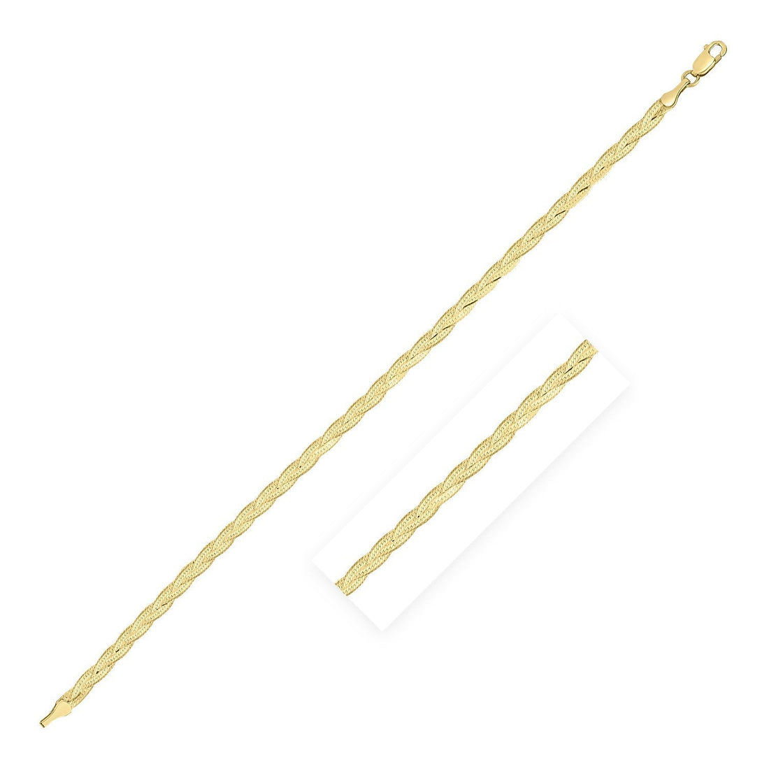 14k Yellow Gold Braided Herringbone Bracelet (3.20 mm)  DestGlow