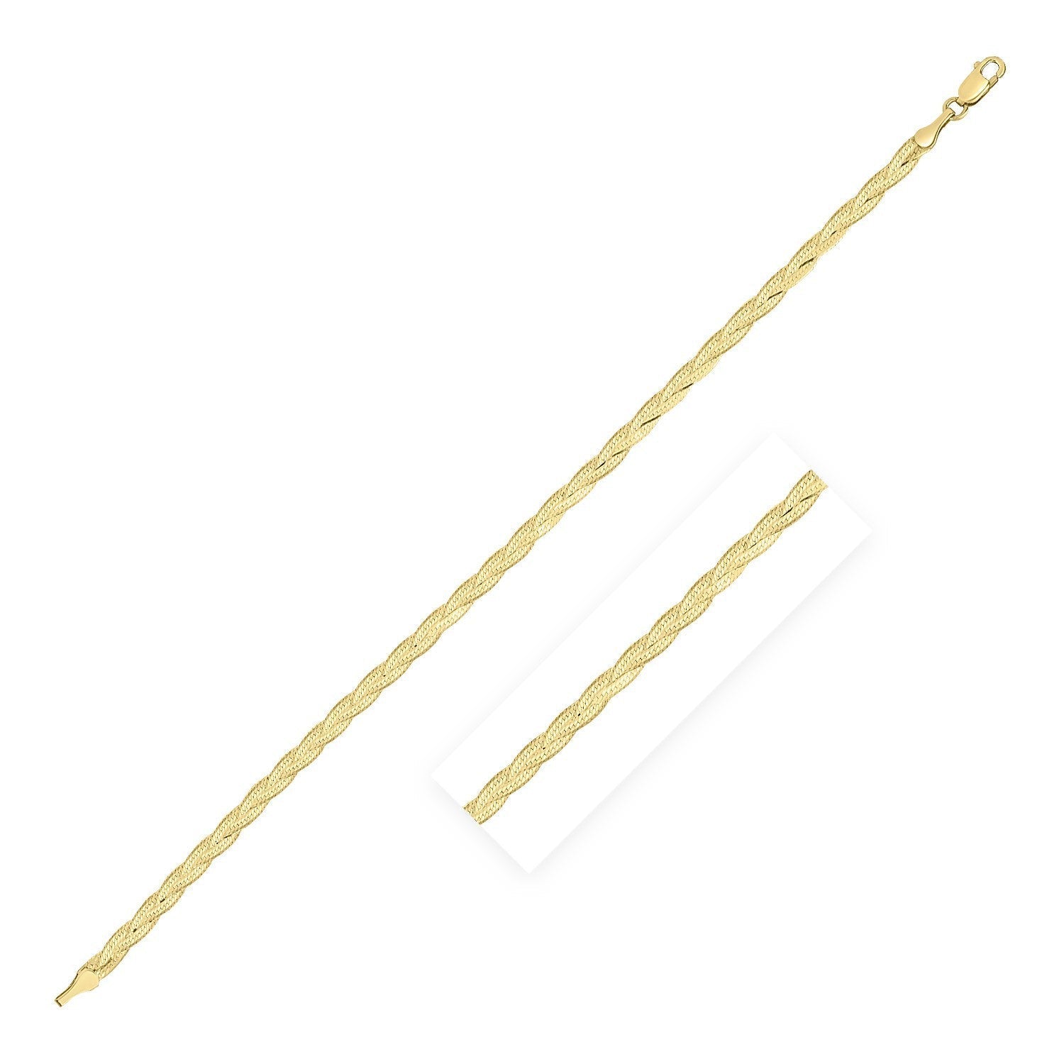 14k Yellow Gold Braided Herringbone Bracelet (3.20 mm)  DestGlow