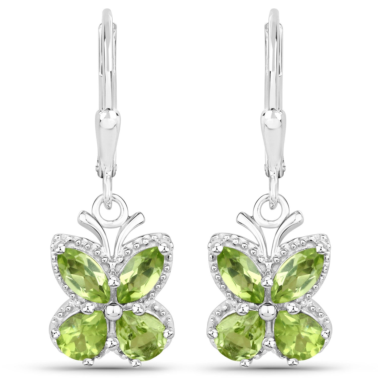 2.28 Carat Genuine Peridot .925 Sterling Silver Earrings  DestGlow