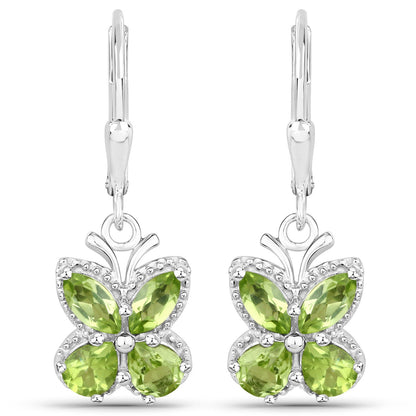 2.28 Carat Genuine Peridot .925 Sterling Silver Earrings  DestGlow
