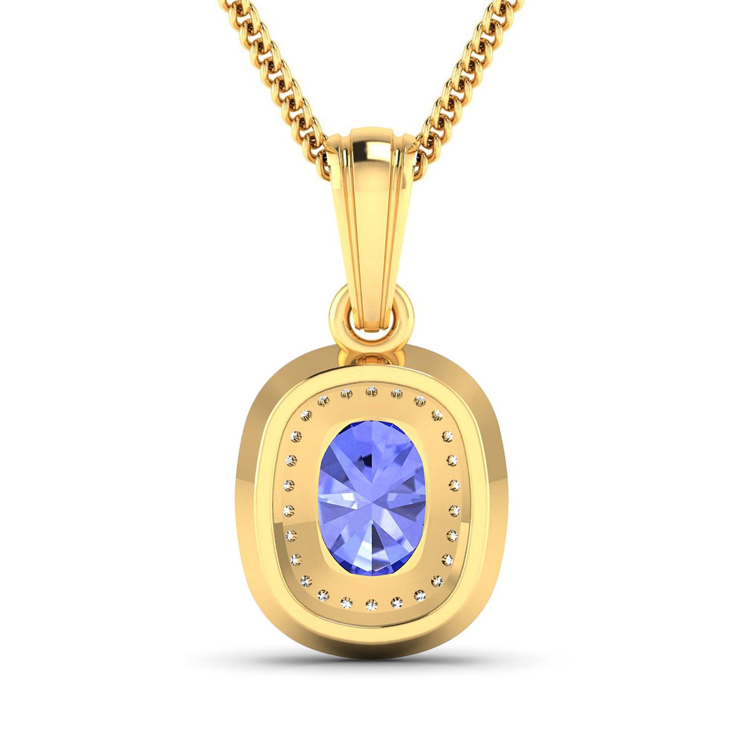 1.45 Carat Genuine Tanzanite and White Diamond 14K Yellow Gold Pendant by Bids.com