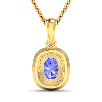 1.45 Carat Genuine Tanzanite and White Diamond 14K Yellow Gold Pendant by Bids.com