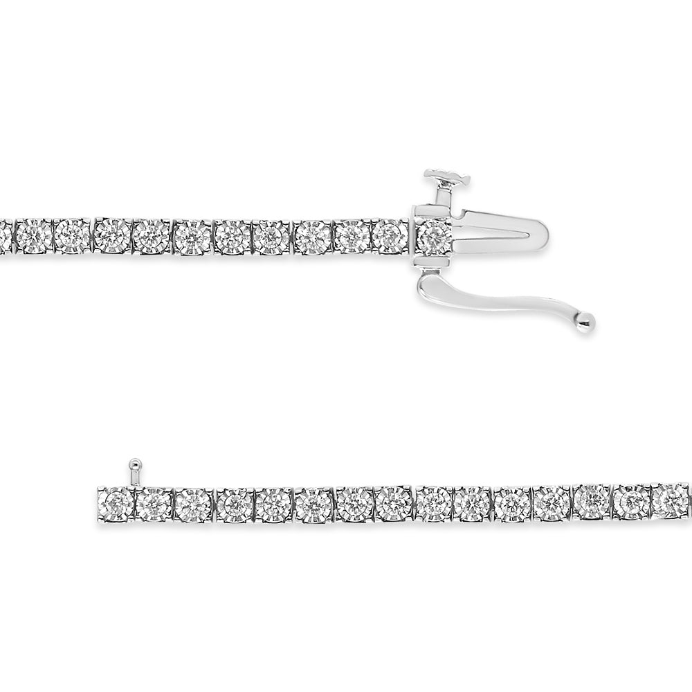 14K White Gold 1.0 Cttw Miracle Set Round-Cut Lab Grown Diamond Illusion Tennis Bracelet (F-G Color, VS2-SI1 Clarity) Size 7" by Bids.com