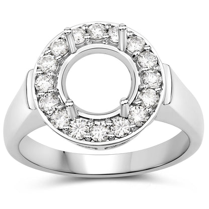 0.48 Carat Genuine White Diamond 14K White Gold Semi Mount Ring - holds 8.00mm Round Gemstone by Bids.com