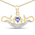 14K Yellow Gold Plated 0.62 Carat Genuine Tanzanite and White Topaz .925 Sterling Silver Pendant by Bids.com