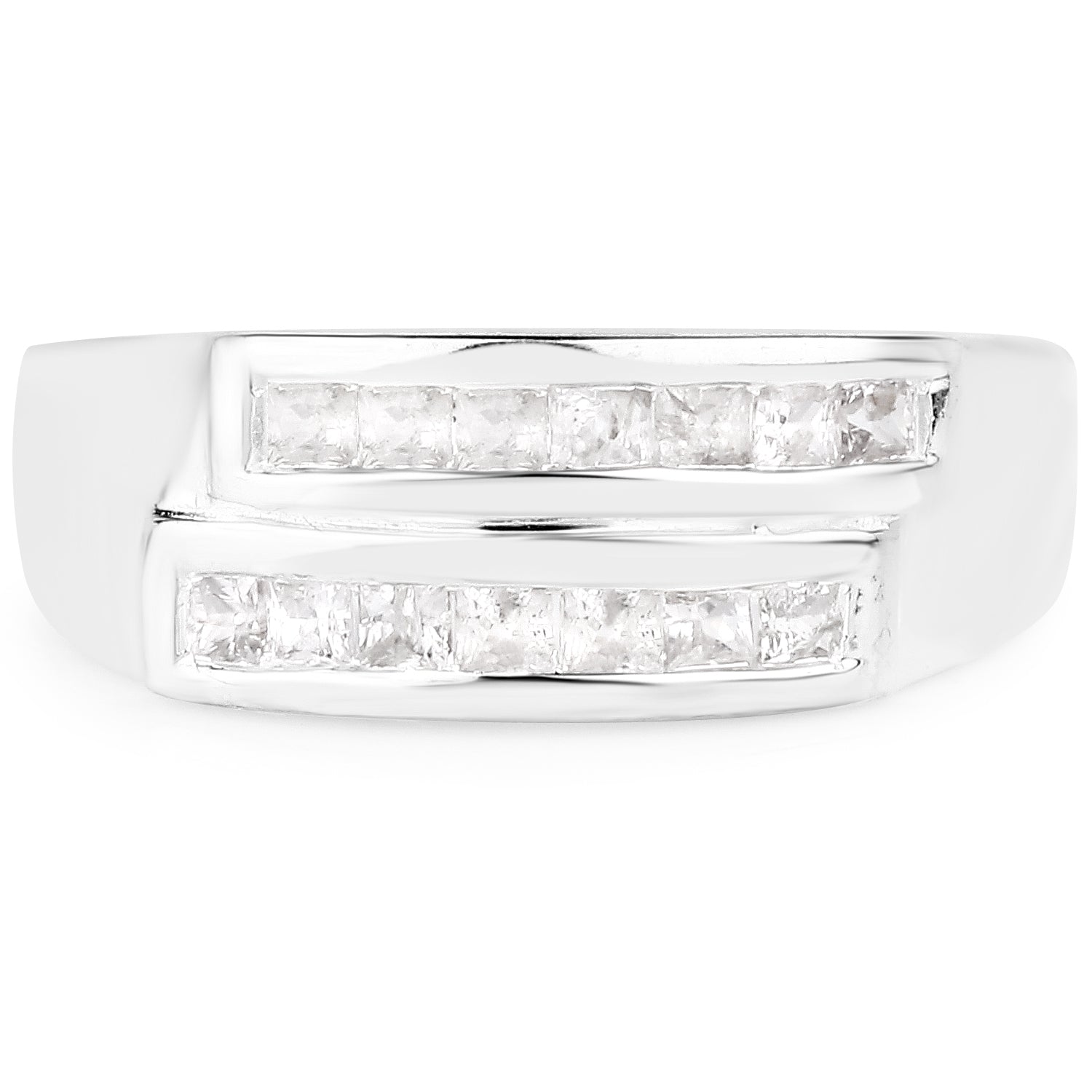 0.70 Carat Genuine White Sapphire .925 Sterling Silver Ring by Bids.com